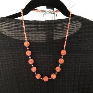 Pink Coral Necklace with Indian Silver Beads